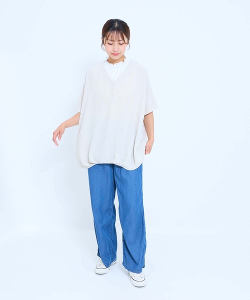 HEART MARKET(ハートマーケット)の「【接触冷感×吸水速乾】シボサテン裾タックスキッパープルオーバー(シャツ/ブラウス・レディース・ブラウン系/ブラック/ナチュラル/ベージュ系/ダークブラウン・FREE)」の19枚目の写真