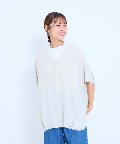 HEART MARKET(ハートマーケット)の「【接触冷感×吸水速乾】シボサテン裾タックスキッパープルオーバー(シャツ/ブラウス・レディース・ブラウン系/ブラック/ナチュラル/ベージュ系/ダークブラウン・FREE)」の20枚目の写真