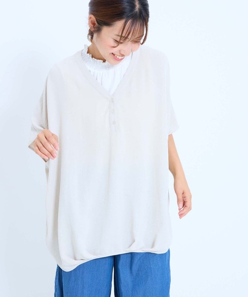 HEART MARKET(ハートマーケット)の「【接触冷感×吸水速乾】シボサテン裾タックスキッパープルオーバー(シャツ/ブラウス・レディース・ブラウン系/ブラック/ナチュラル/ベージュ系/ダークブラウン・FREE)」の21枚目の写真