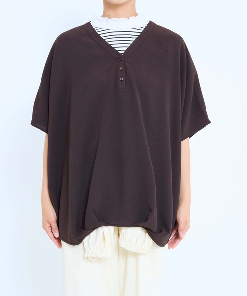 HEART MARKET(ハートマーケット)の「【接触冷感×吸水速乾】シボサテン裾タックスキッパープルオーバー(シャツ/ブラウス・レディース・ブラウン系/ブラック/ナチュラル/ベージュ系/ダークブラウン・FREE)」の10枚目の写真
