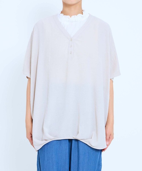 HEART MARKET(ハートマーケット)の「【接触冷感×吸水速乾】シボサテン裾タックスキッパープルオーバー(シャツ/ブラウス・レディース・ブラウン系/ブラック/ナチュラル/ベージュ系/ダークブラウン・FREE)」の9枚目の写真