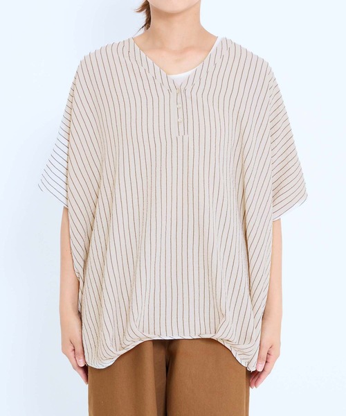 HEART MARKET(ハートマーケット)の「【接触冷感×吸水速乾】シボサテン裾タックスキッパープルオーバー(シャツ/ブラウス・レディース・ブラウン系/ブラック/ナチュラル/ベージュ系/ダークブラウン・FREE)」の7枚目の写真