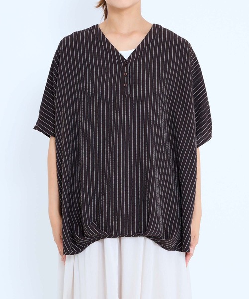 HEART MARKET(ハートマーケット)の「【接触冷感×吸水速乾】シボサテン裾タックスキッパープルオーバー(シャツ/ブラウス・レディース・ブラウン系/ブラック/ナチュラル/ベージュ系/ダークブラウン・FREE)」の8枚目の写真
