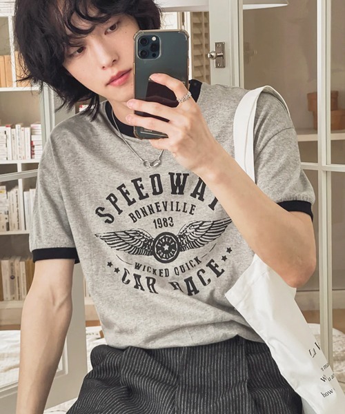 [NOWLE] Vintager Lined Ring T — мужская/женская футболка с коротким рукавом, принт Smart Sizing, топы