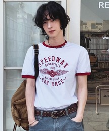 【NOWLE】ヴィンテージライク リンガーT 半袖Tシャツ / スマートサイジング プリント トップス
