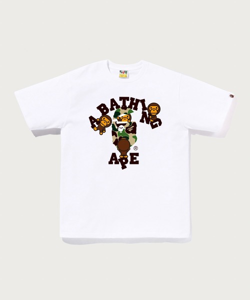 A BATHING APE(アベイシングエイプ)の「ABC CAMO COLLEGE MILO TEE(Tシャツ/カットソー・メンズ・ホワイト×グリーン/ブラック×ピンク/ブラック×ブルー/ホワイト×ブルー/ホワイト×ピンク/ブラック×グリーン・XX-LARGE/LARGE/MEDIUM/SMALL/X-LARGE/XXX-LARGE)」の2枚目の写真