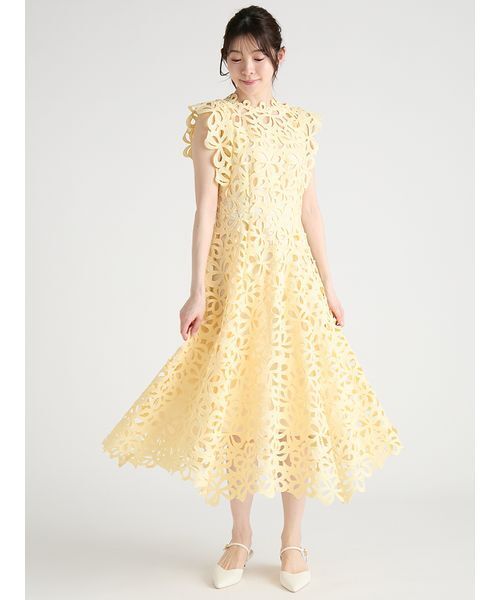 CELFORD（セルフォード）の「リボンレースドレス（ドレス・レディース・イエロー/オフホワイト/ピンク・36/38）」の2枚目の写真