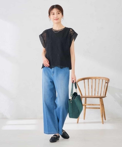 a.v.v(アーヴェヴェ)の「レース柄シアートップス(Tシャツ/カットソー・レディース・アイボリー/ブラック・39)」の19枚目の写真