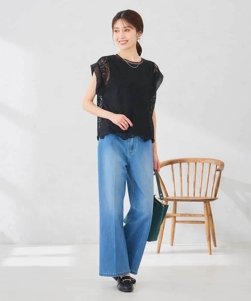 a.v.v(アーヴェヴェ)の「レース柄シアートップス(Tシャツ/カットソー・レディース・アイボリー/ブラック・39)」の20枚目の写真