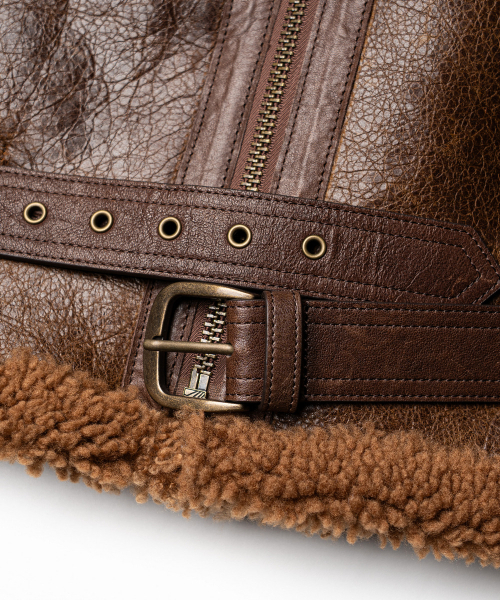 EDINBURGH CLUB（エディンバラクラブ）の「RAF Irvin flying jacket [BROWN]（ムートンコート・メンズ・ブラウン・MEDIUM/LARGE/X-LARGE）」の7枚目の写真