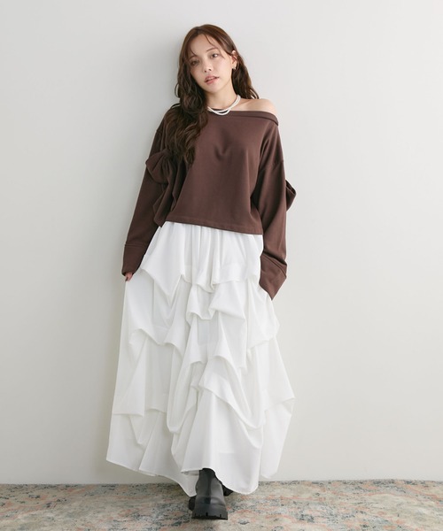 archives(アルシーヴ)の「ダブルリボンスウェットPO(Tシャツ/カットソー・レディース・グレー/ブラウン/アイボリー・MEDIUM)」の4枚目の写真