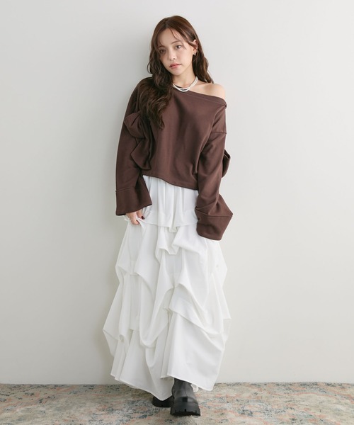archives(アルシーヴ)の「ダブルリボンスウェットPO(Tシャツ/カットソー・レディース・グレー/ブラウン/アイボリー・MEDIUM)」の6枚目の写真