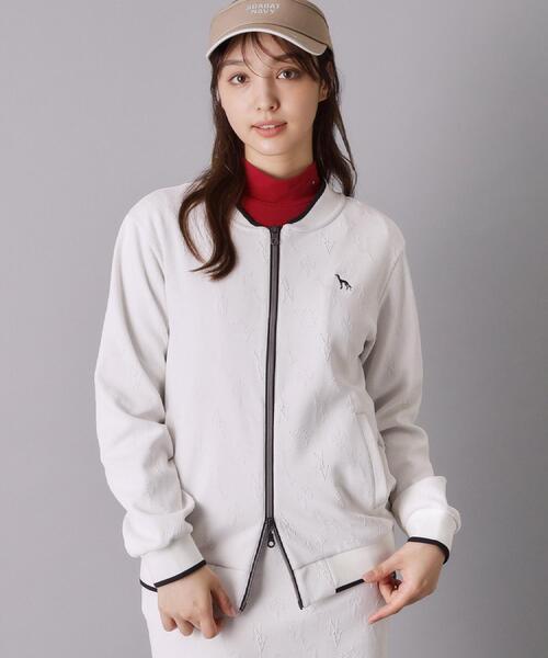 adabat(アダバット)の「【ADABAT NAVY】UVケア フルールドリスジャカードブルゾン(ブルゾン・レディース・ブラック系3/ホワイト系6・38/42/40)」の3枚目の写真