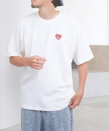 左胸ハート刺繍 2タイプ ショートスリーブ Tシャツ