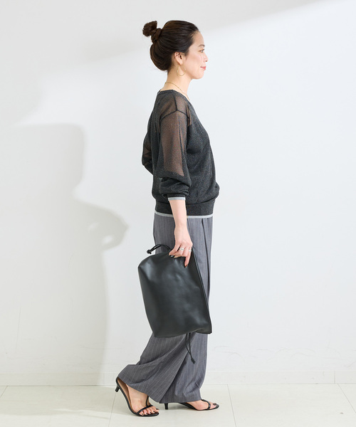 B.C STOCK(ベーセーストック)の「手洗い可 / シアーラメニット(ニット/セーター・レディース・ブラウン/ベージュ/ブラック・FREE)」の11枚目の写真