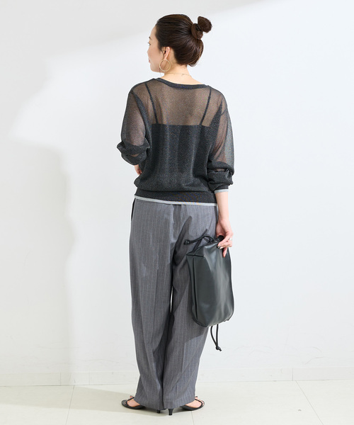 B.C STOCK(ベーセーストック)の「手洗い可 / シアーラメニット(ニット/セーター・レディース・ブラウン/ベージュ/ブラック・FREE)」の12枚目の写真