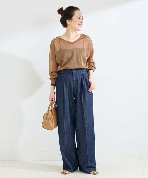 B.C STOCK(ベーセーストック)の「手洗い可 / シアーラメニット(ニット/セーター・レディース・ブラウン/ベージュ/ブラック・FREE)」の17枚目の写真