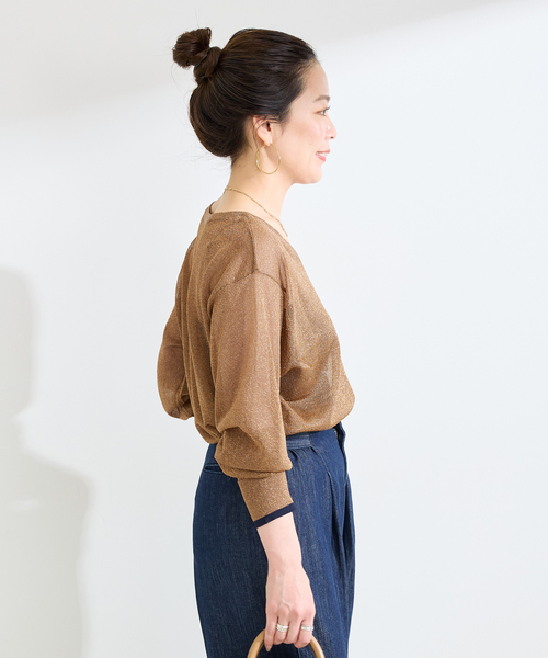 B.C STOCK(ベーセーストック)の「手洗い可 / シアーラメニット(ニット/セーター・レディース・ブラウン/ベージュ/ブラック・FREE)」の21枚目の写真