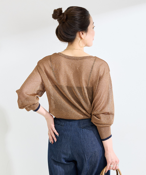 B.C STOCK(ベーセーストック)の「手洗い可 / シアーラメニット(ニット/セーター・レディース・ブラウン/ベージュ/ブラック・FREE)」の22枚目の写真