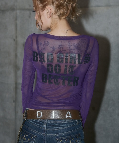 d.i.a.(ダイヤ)の「ロゴプリント ストレッチ シアートップス 【レオパード柄】(Tシャツ/カットソー・レディース・ブラック/パープル/ベージュ/グレー/ホワイト・FREE)」の14枚目の写真