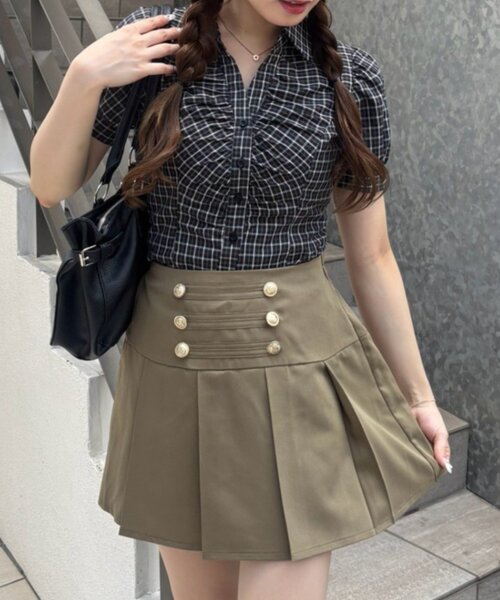 continuer de NICE CLAUP(コンティニューデナイスクラップ)の「ナポレオン風ミニSK(スカート・レディース・ベージュ/ネイビー/カーキ・FREE)」の5枚目の写真