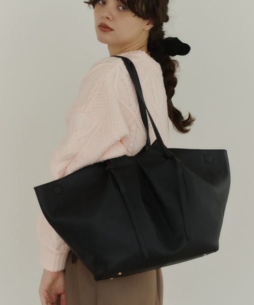 Tuck Detail One-Handle Tote Bag/ワンハンドルタックデザイントート