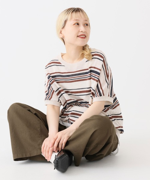 HEART MARKET(ハートマーケット)の「スラブニットドルマンプルオーバー(Tシャツ/カットソー・レディース・ナチュラル/ブラウン系/ネイビー/マスタード/ベージュ系/ブラック系・FREE)」の2枚目の写真