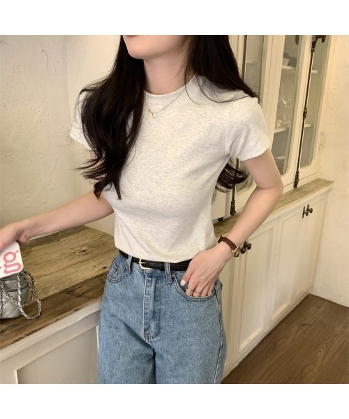 Carpe Diem(カルペディエム)の「シンプル クロップドTシャツ(Tシャツ/カットソー・レディース・ホワイト/ブラック/ライトグレー・FREE)」の13枚目の写真