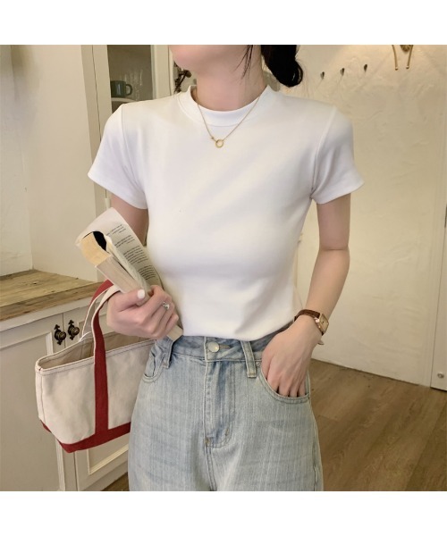 Carpe Diem(カルペディエム)の「シンプル クロップドTシャツ(Tシャツ/カットソー・レディース・ホワイト/ブラック/ライトグレー・FREE)」の8枚目の写真