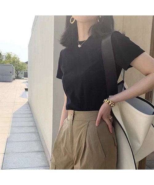 Carpe Diem(カルペディエム)の「シンプル クロップドTシャツ(Tシャツ/カットソー・レディース・ホワイト/ブラック/ライトグレー・FREE)」の11枚目の写真