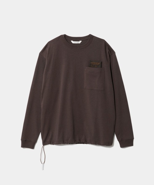 beautiful people(ビューティフルピープル)の「suvin compact jersey big QOL tag T(Tシャツ/カットソー・レディース・ボルドー/チャコール・38/40)」の2枚目の写真