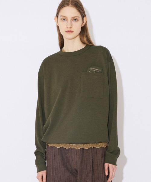 beautiful people(ビューティフルピープル)の「suvin compact jersey big QOL tag T(Tシャツ/カットソー・レディース・ボルドー/チャコール・38/40)」の8枚目の写真