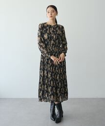 ヴィンテージフラワー柄プリーツワンピース