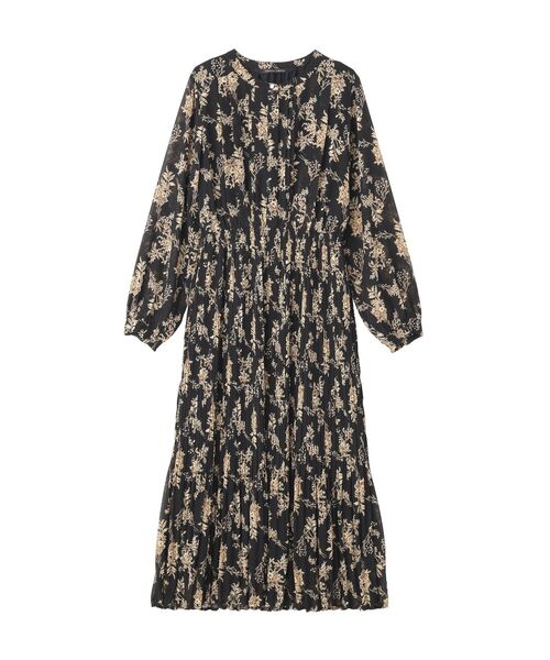 YECCA VECCA(イェッカヴェッカ)の「ヴィンテージフラワー柄プリーツワンピース(ワンピース・レディース・ブラック/ベージュ・FREE)」の22枚目の写真