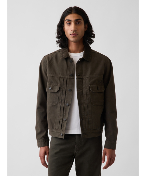 GAP(ギャップ)の「キャンバス デニム トラッカージャケット(デニムジャケット・メンズ・ダークグレー・L)」の1枚目の写真