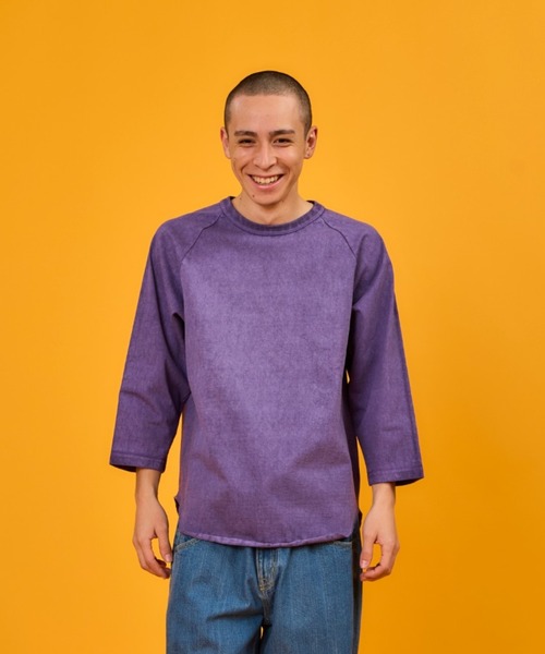WALLA WALLA SPORT(ワラワラスポーツ)の「PIGMENT DYE 9oz TUBE BASEBALL TEE/ピグメントダイ 9オンス チューブ ベースボール ティー(Tシャツ/カットソー・メンズ・インディゴブルー/ブラック/グリーン/パープル/レッド/ブラウン・LARGE/X-LARGE)」の5枚目の写真