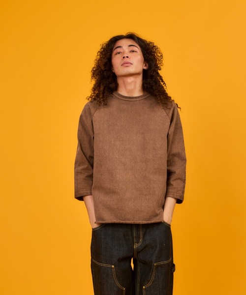 WALLA WALLA SPORT(ワラワラスポーツ)の「PIGMENT DYE 9oz TUBE BASEBALL TEE/ピグメントダイ 9オンス チューブ ベースボール ティー(Tシャツ/カットソー・メンズ・インディゴブルー/ブラック/グリーン/パープル/レッド/ブラウン・LARGE/X-LARGE)」の3枚目の写真