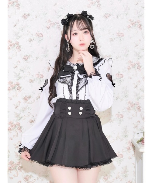 NOEMIE(ノエミー)の「レースハートスリーブラッフルジョーゼットブラウス(シャツ/ブラウス・レディース・ピンク/オフホワイト/サックスブルー/ピンク系その他・M)」の2枚目の写真