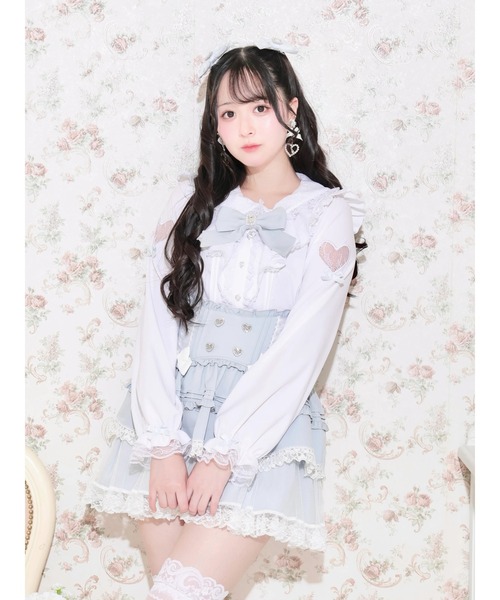 NOEMIE(ノエミー)の「レースハートスリーブラッフルジョーゼットブラウス(シャツ/ブラウス・レディース・ピンク/オフホワイト/サックスブルー/ピンク系その他・M)」の3枚目の写真