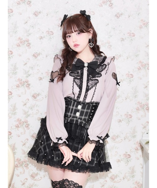 NOEMIE(ノエミー)の「レースハートスリーブラッフルジョーゼットブラウス(シャツ/ブラウス・レディース・ピンク/オフホワイト/サックスブルー/ピンク系その他・M)」の4枚目の写真