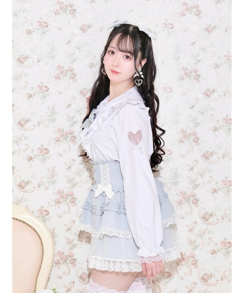 NOEMIE(ノエミー)の「レースハートスリーブラッフルジョーゼットブラウス(シャツ/ブラウス・レディース・ピンク/オフホワイト/サックスブルー/ピンク系その他・M)」の9枚目の写真