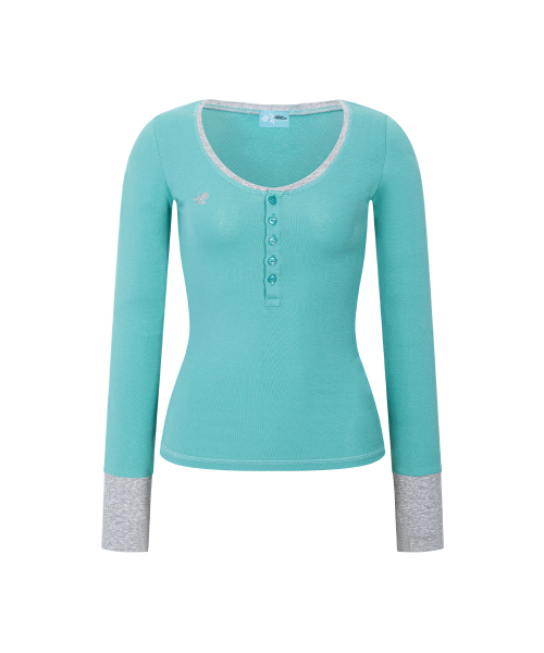 PLEASENOFOLLOW(プリーズノーフォロー)の「Zen Button Long Sleeve Top (Moss Mint)(Tシャツ/カットソー・レディース・その他・FREE)」の2枚目の写真