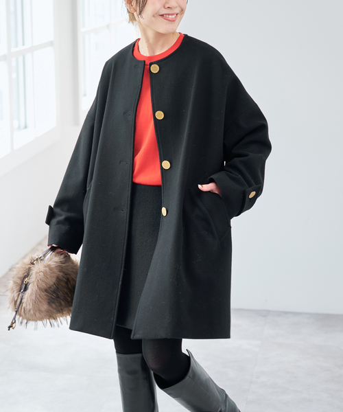 Spick & Span（スピックアンドスパン）の「ウールノーカラーミドル丈
