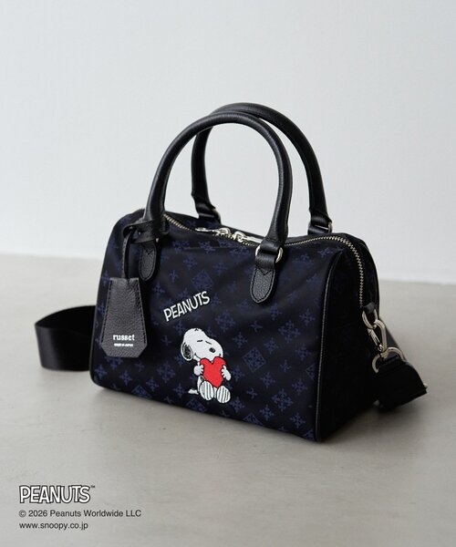 russet(ラシット)の「《PEANUTS×russet》ナイロンジャガードミニボストンバッグ(ボストンバッグ・レディース・ホワイト系その他/ブラウン/ネイビー・FREE)」の1枚目の写真