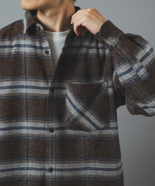 ITEMS URBANRESEARCH(アイテムズ アーバンリサーチ)の「モールヤーンチェックレギュラーカラーシャツ(シャツ/ブラウス・メンズ・グリーン/レッド/ネイビー/ブラウン・LARGE/MEDIUM)」の5枚目の写真