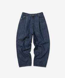 Fold back 4tuck denim pants / Deep blue