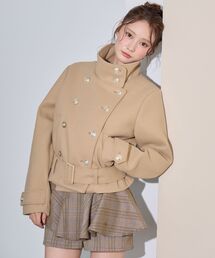 MAJESTIC LEGON | スタンドカラーダブル釦ショートコート(その他アウター)