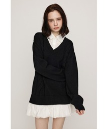 SLY（スライ）の「SH DOCKING BALLOON KNIT S/OP シャツドッキングバルーンショートワンピース 秋服 冬服（ワンピース）」