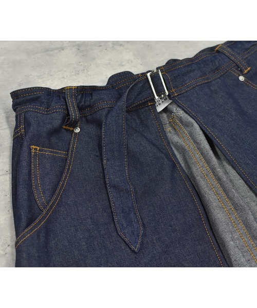 BEDSIDEDRAMA（ベットサイドドラマ）の「WRAP JEANS APRON（スカート・レディース・インディゴブルー/ブラック・1）」の11枚目の写真
