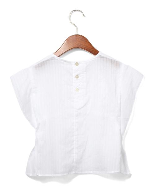 green label relaxing（グリーンレーベルリラクシング）の「【KIDS】コットン ドビーストライプ フリル◆（シャツ/ブラウス・キッズ・ホワイト/ネイビー・105/135/125/115）」の7枚目の写真